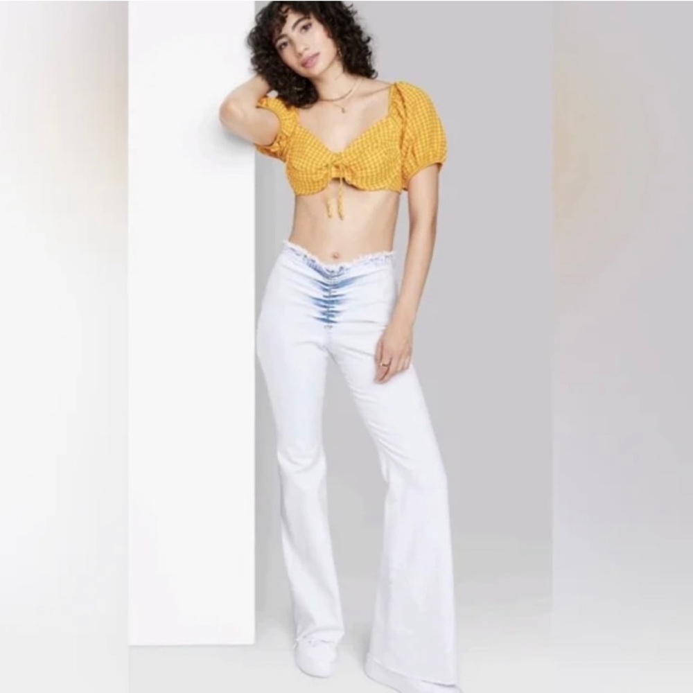 Wild Fable Mid-Rise Extreme Flare Pull On Bleach Wash Jeans